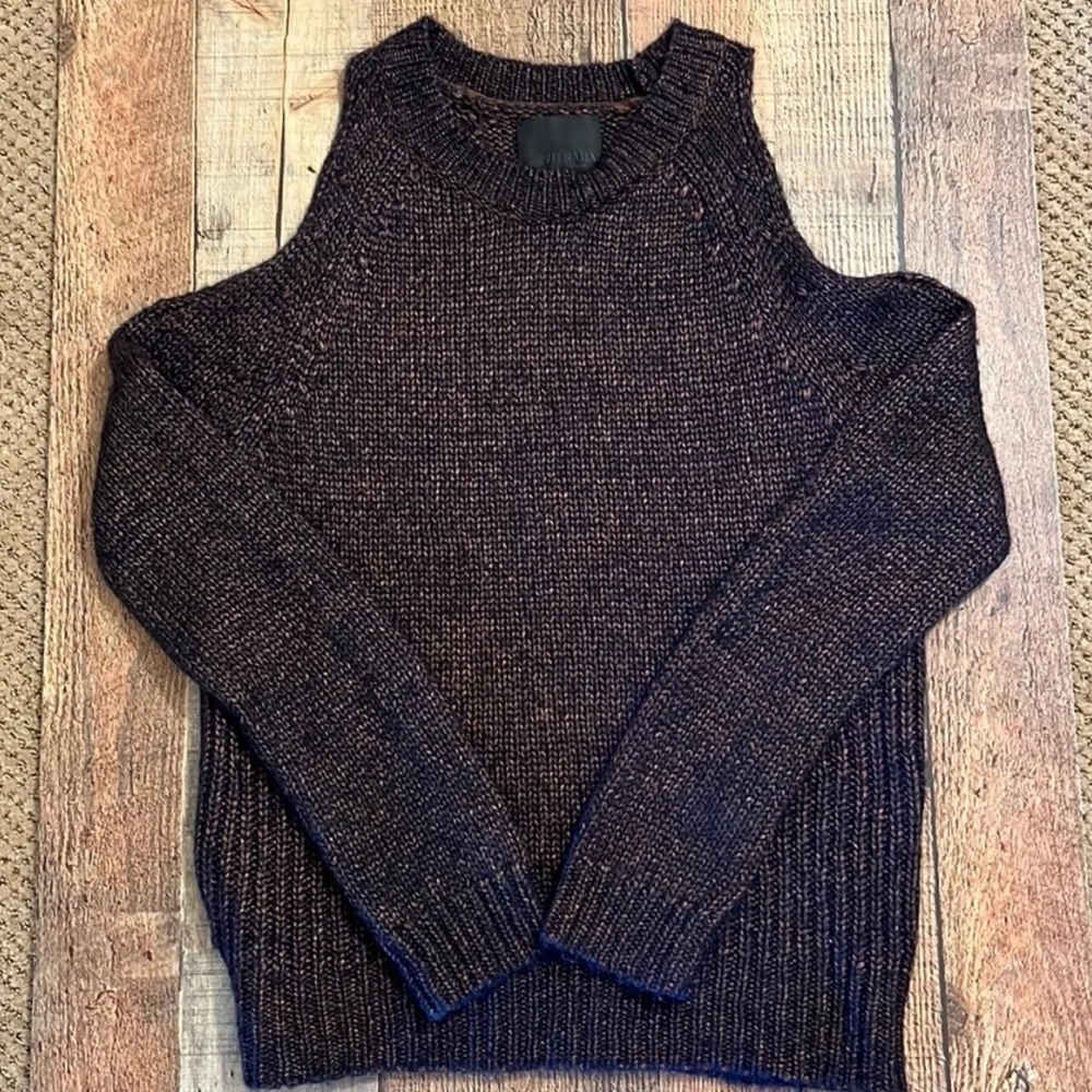 Intermix Sweaters | Intermix Sweater Cut Out Cold Shoulder Bronze Metallic - Picture 2 of 5